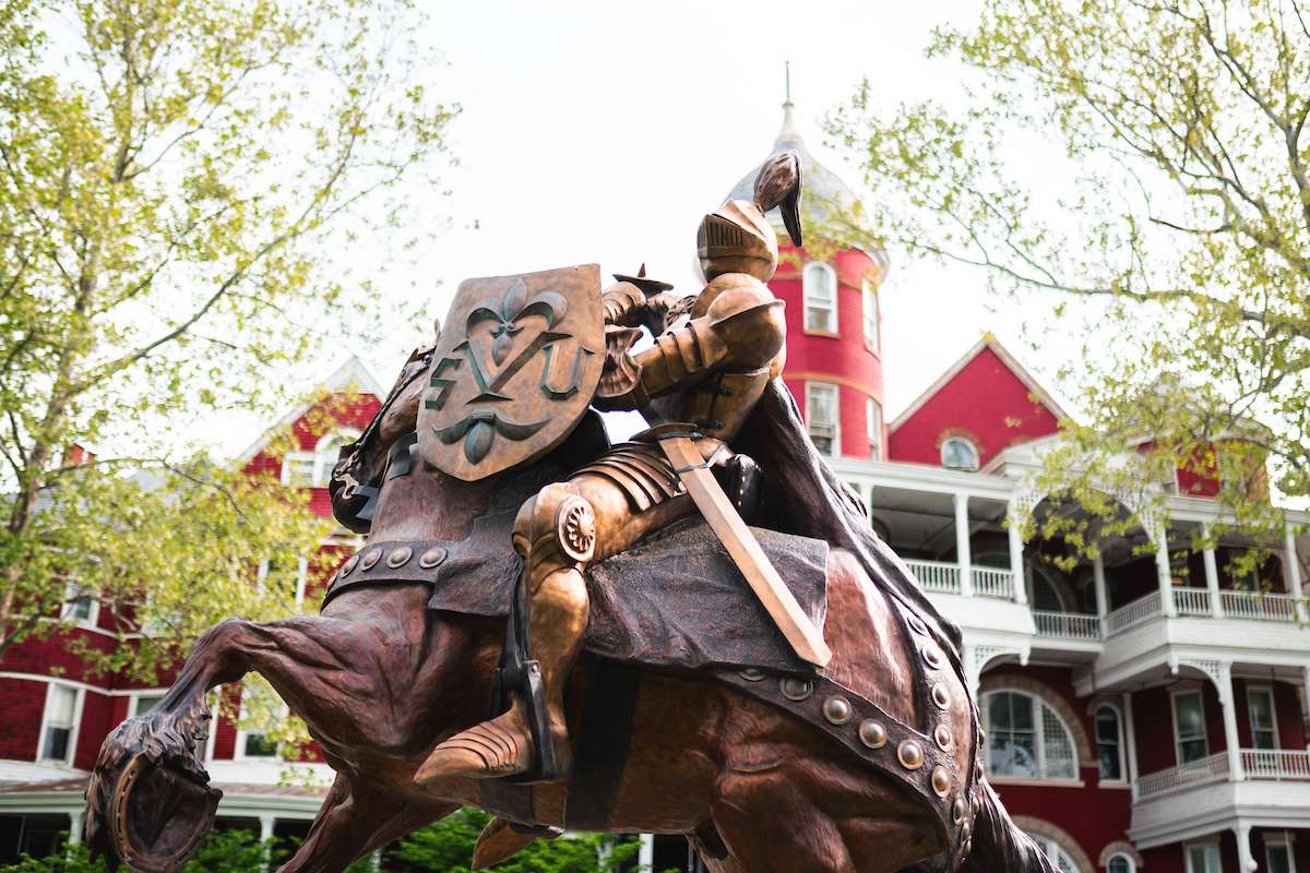 Knight Statue in front of Main Hall
